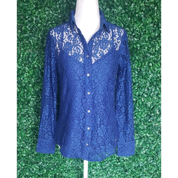 24. J.Crew Classic-fit lace button-up top - Picture 2 of 6
